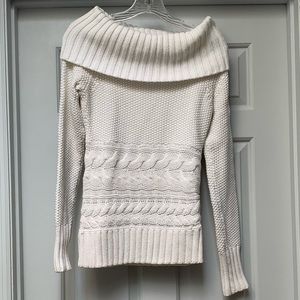 WHBM White Textured Off Shoulder Sweater Sz XS